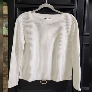 NWT Quince White Boatneck Cotton Sweater XS
